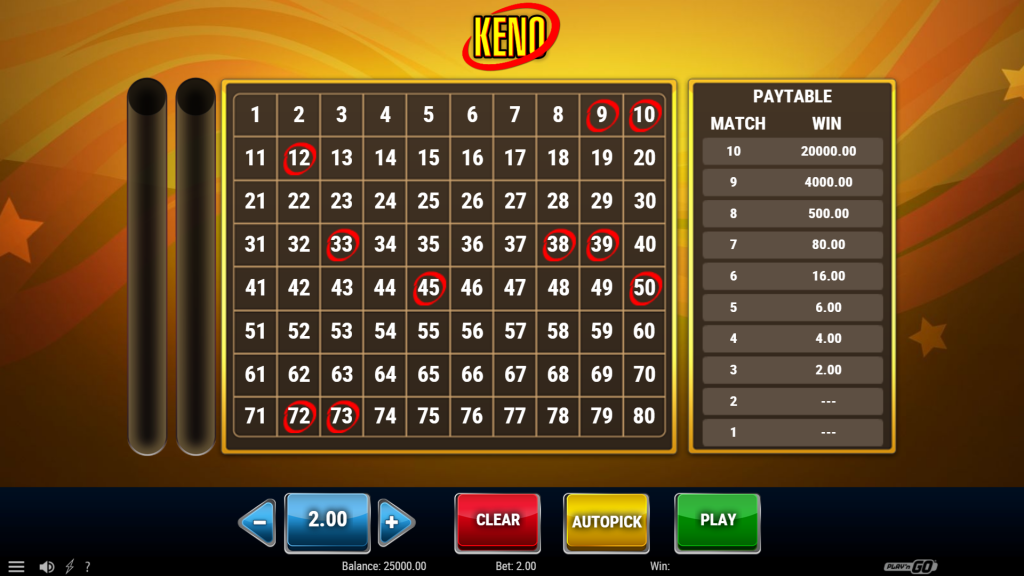 Keno casino game